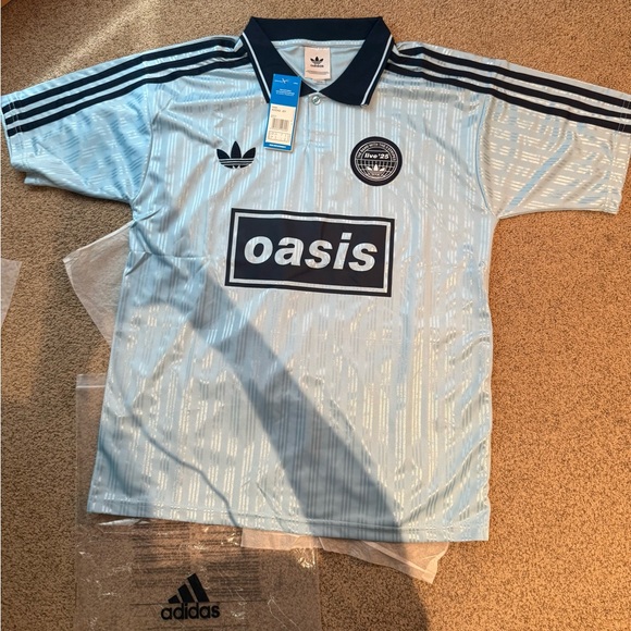 Oasis band trefoil sky Blue Polo Jersey live 2025 size S